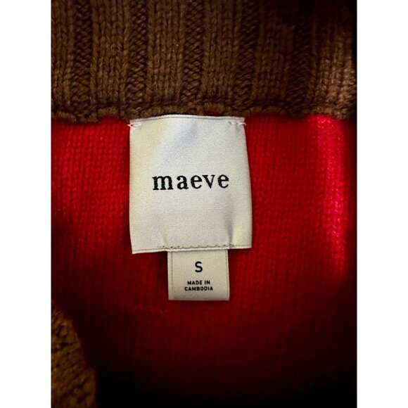 NWT Maeve by Anthropologie Chandler Crew-Neck Sweater | Red Brown Colorblock Box - Picture 11 of 13